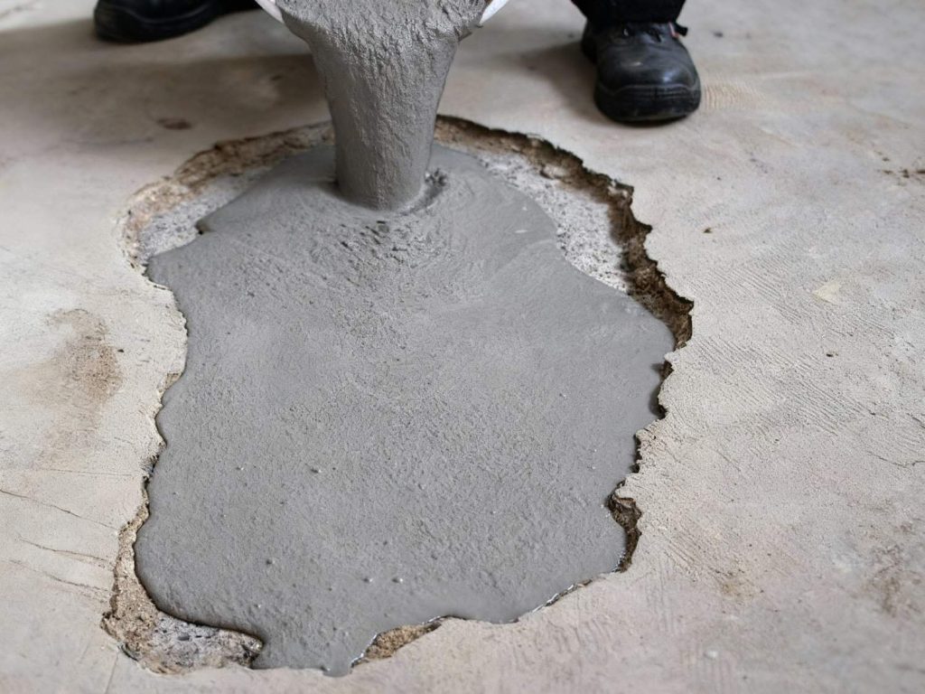 Watch an expert pour fresh concrete, a key step by a leading concrete polishing company in Houston for durable flooring solutions.