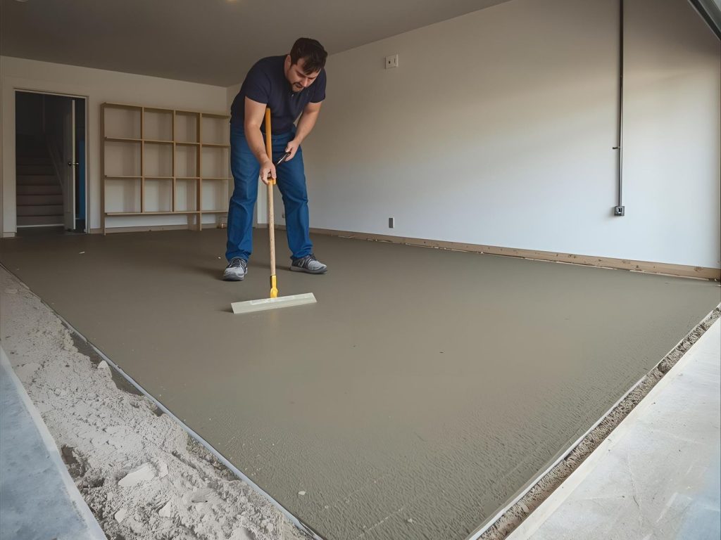 Modern finished cement flooring in stylish room, showcasing durability – finished cement flooring Houston